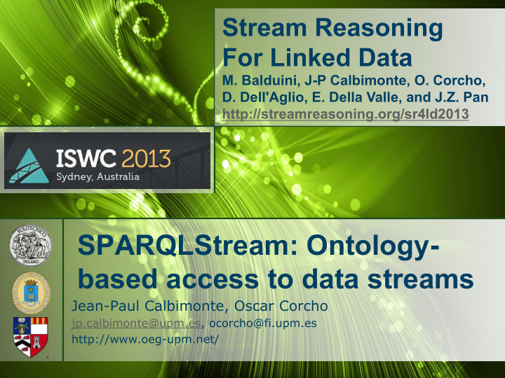 sparqlstream ontology based access to data streams