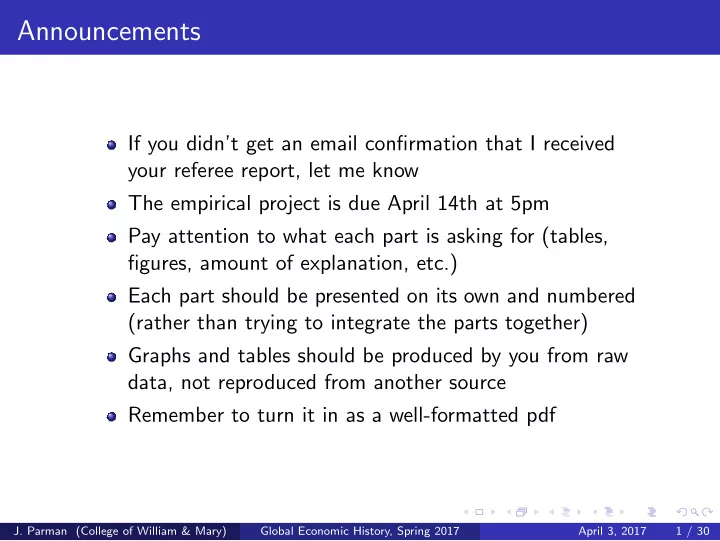 announcements