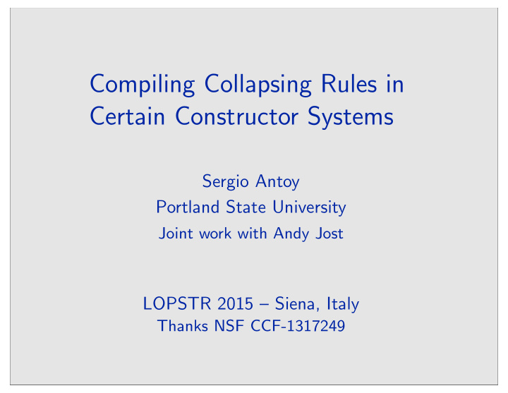 compiling collapsing rules in certain constructor systems