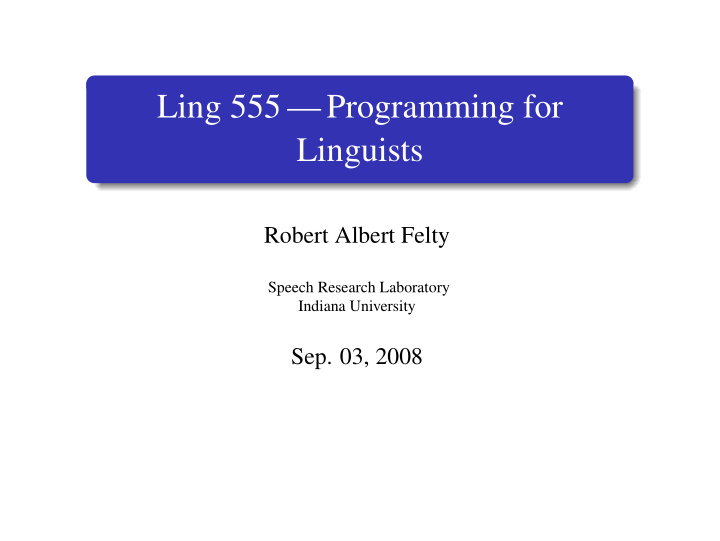 ling 555 programming for linguists