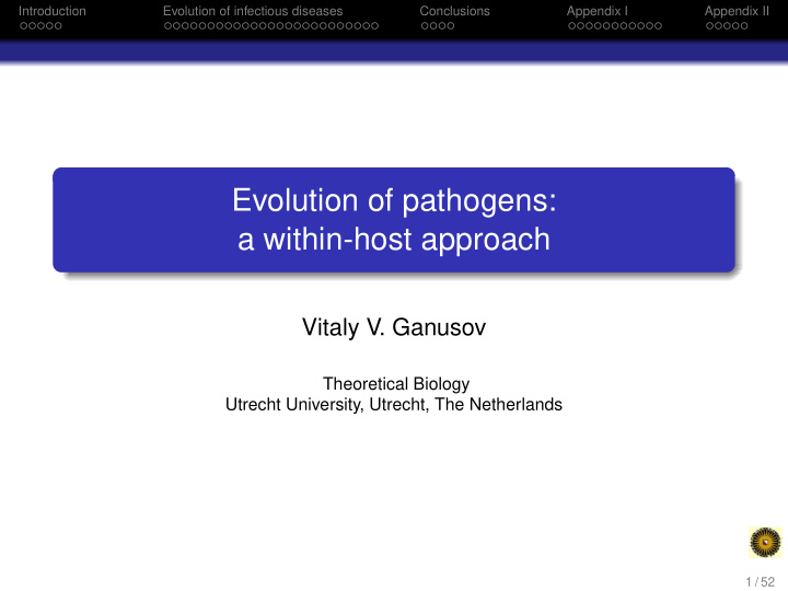 evolution of pathogens a within host approach