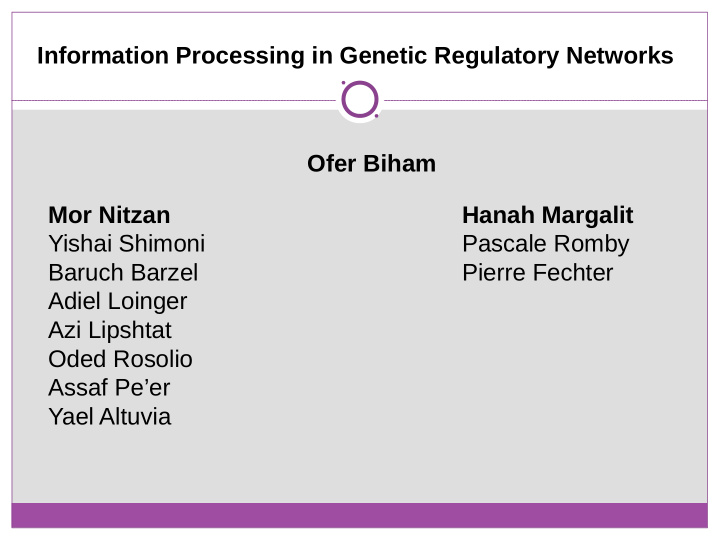 information processing in genetic regulatory networks