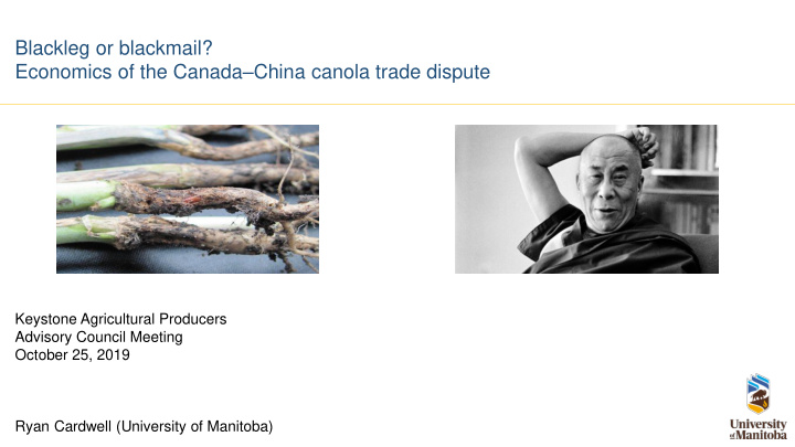 blackleg or blackmail economics of the canada china