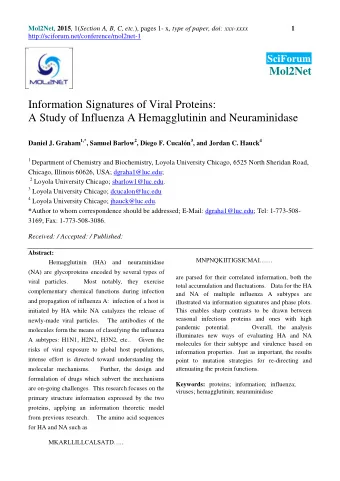 Mol2Net  Information Signatures of Viral Proteins:  A Study of Influenza A Hemagglutinin and
