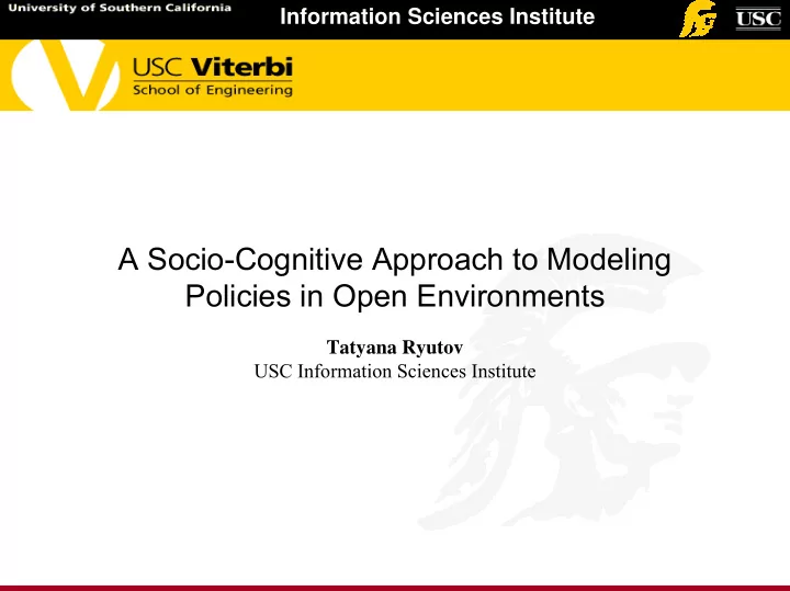a socio cognitive approach to modeling policies in open