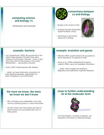 connections between  cs and biology  computing science  and biology (1)  biology is the science