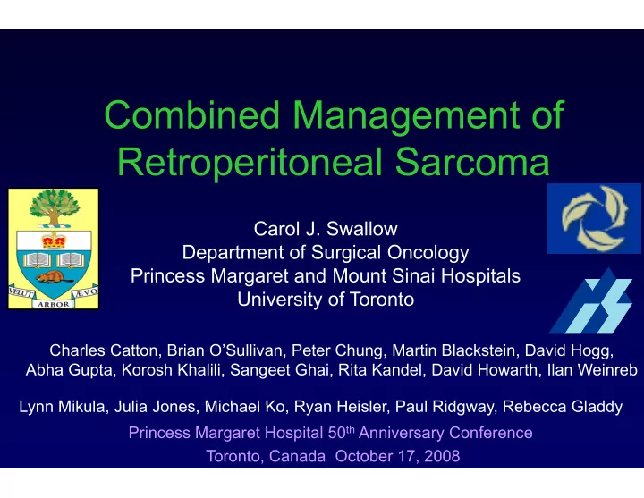 combined m anagement of retroperiton retroperiton neal