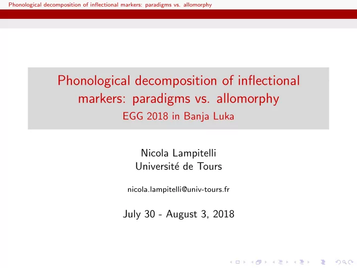 phonological decomposition of inflectional markers