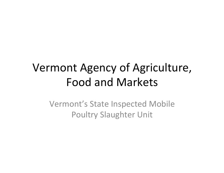 vermont agency of agriculture food and markets