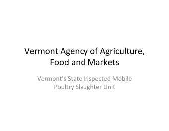Vermont  Agency  of  Agriculture,    Food  and  Markets    Vermonts