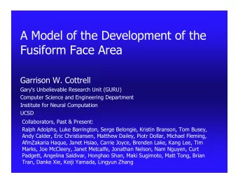 A Model of the Development of the  Fusiform Face Area  Garrison W. Cottrell  Gary's Unbelievable