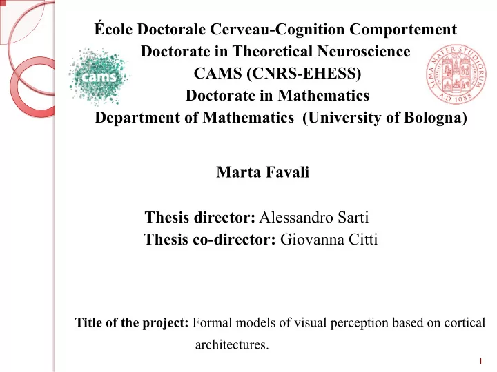 marta favali thesis director alessandro sarti thesis co