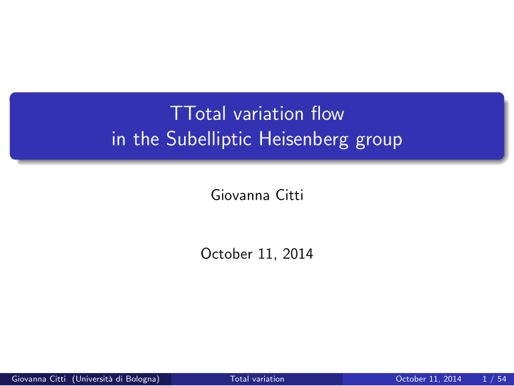 ttotal variation flow in the subelliptic heisenberg group
