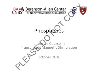 Y  P  O  C  T  O  N  Phosphenes  O  D  Intensive Course in  E  Transcranial Magnetic Stimulation  S