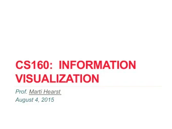 CS160:  INFORMATION  VISUALIZATION  Prof. Marti Hearst  August 4, 2015  INFORMATION VISUALIZATION