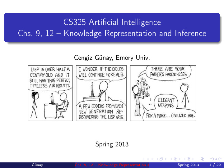 cs325 artificial intelligence chs 9 12 knowledge