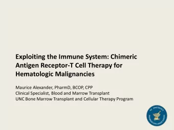 Hematologic Malignancies  Maurice Alexander, PharmD, BCOP, CPP  Clinical Specialist, Blood and