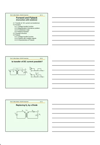 1  Prof. S. Ben-Yaakov , DC-DC Converters  [4- 4]  Forward Converter  L  1:n V o V in D 1 I L  C I