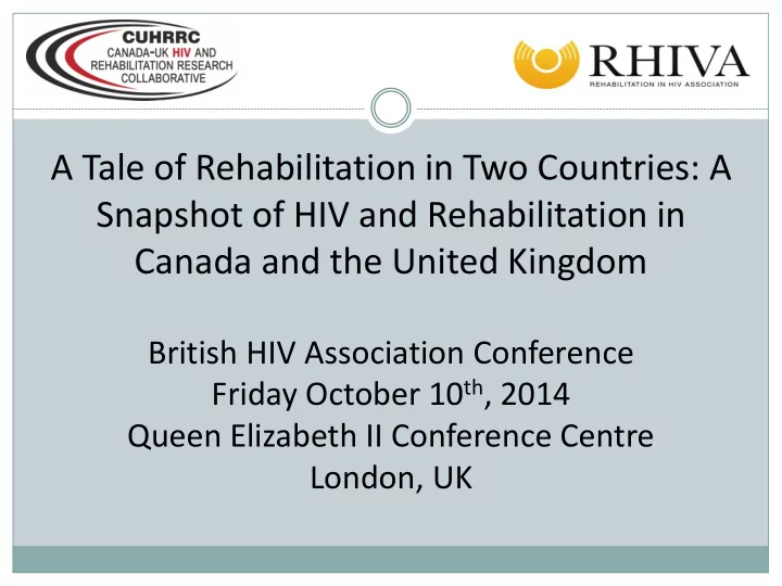 a tale of rehabilitation in two countries a snapshot of