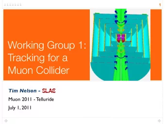 Working Group 1:  Tracking for a  Muon Collider  1  1 -  - C. Gatto  C. Gatto  Tim Nelson -  Muon