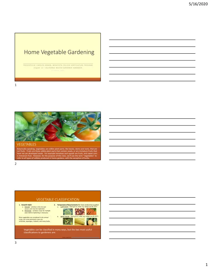 home vegetable gardening