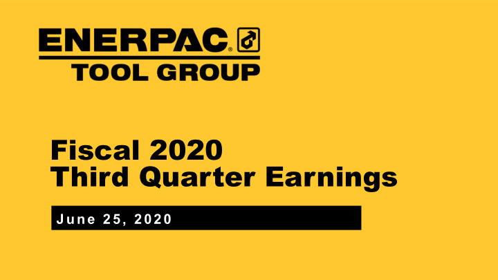 fiscal 2020 third quarter earnings