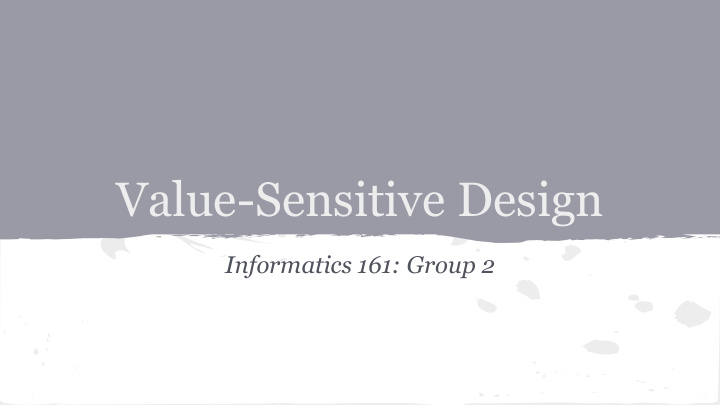 value sensitive design