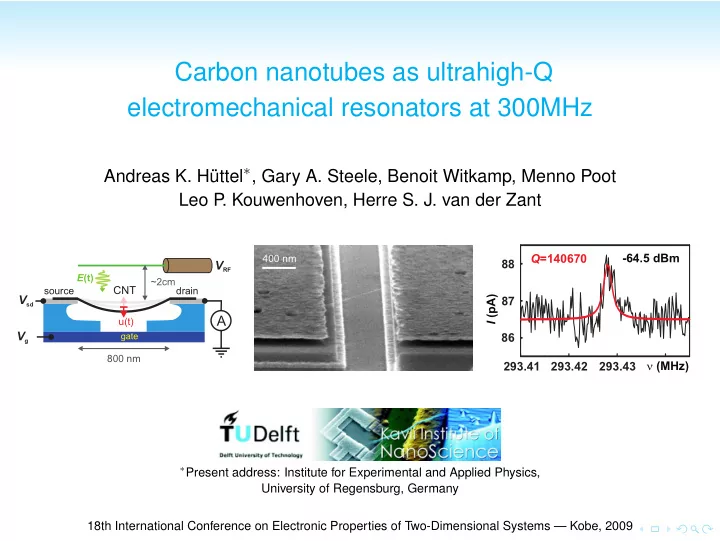 carbon nanotubes as ultrahigh q electromechanical