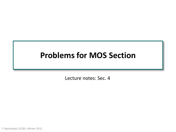 problems for mos section