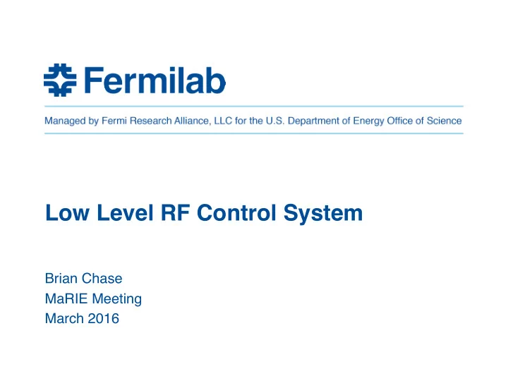 low level rf control system