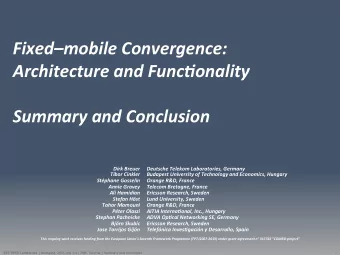 Fixedmobile  Convergence:      Architecture  and  FuncTonality      Summary