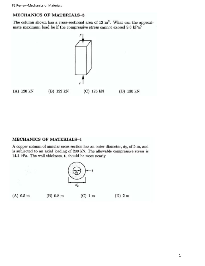 fe review mechanics of materials 1 fe review mechanics of