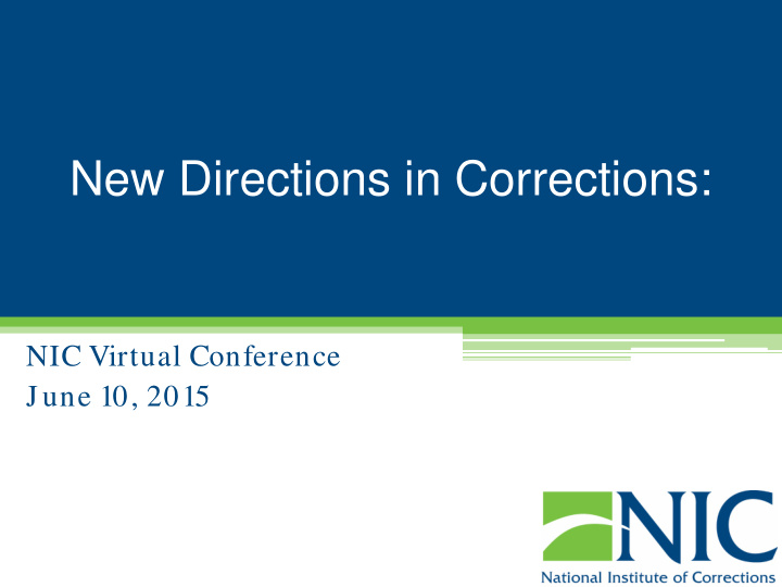 new directions in corrections
