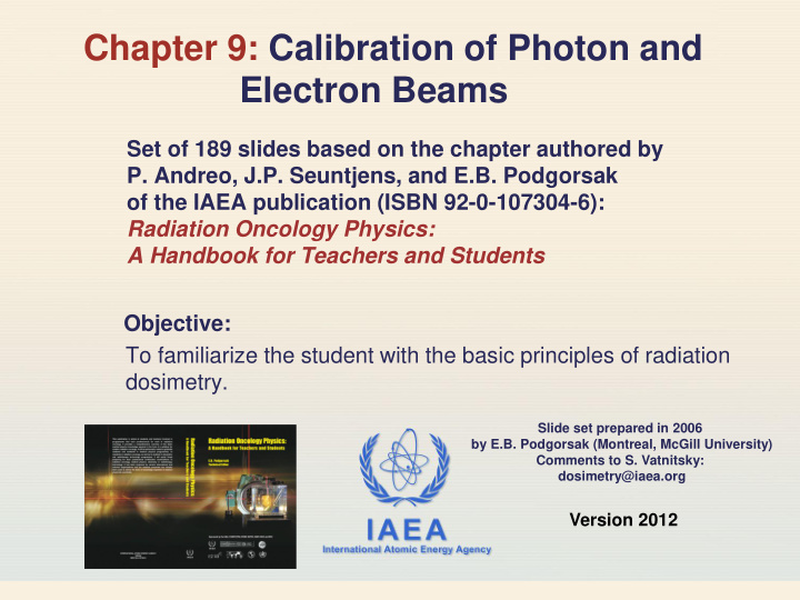 chapter 9 calibration of photon and electron beams