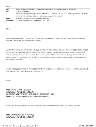 Potential Effect of Adjuvants on Residues in Relation to Routine  0  1 Residue Trial Vari ability