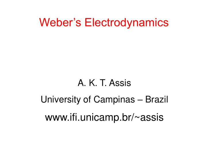 weber s electrodynamics