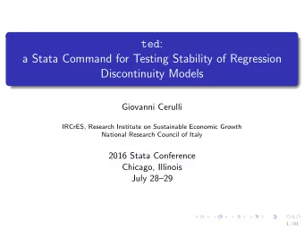ted :  a Stata Command for Testing Stability of Regression  Discontinuity Models  Giovanni Cerulli