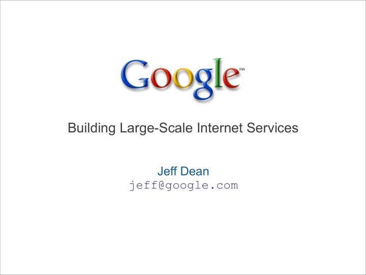 building large scale internet services