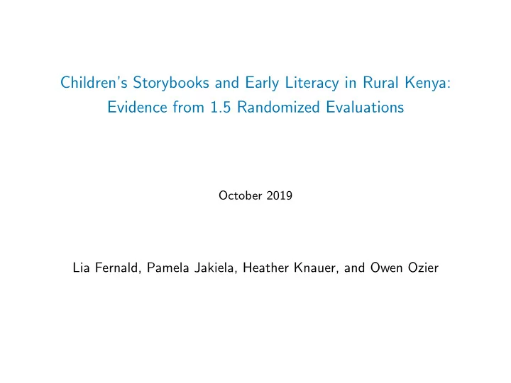 children s storybooks and early literacy in rural kenya