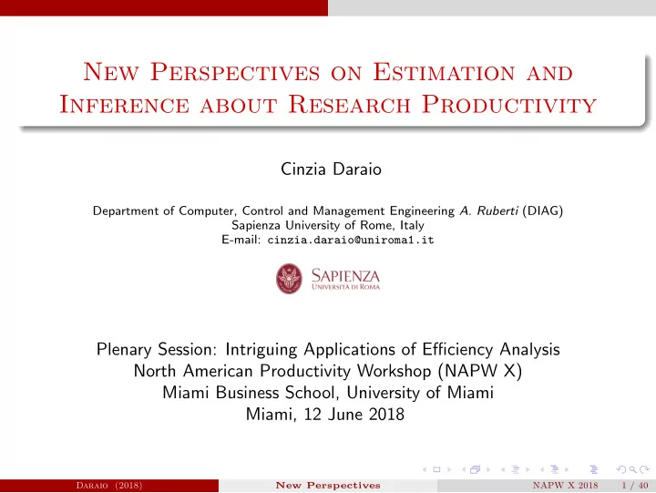 new perspectives on estimation and inference about