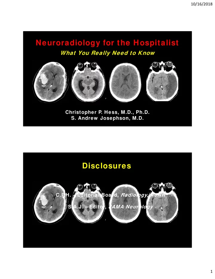 neuroradiology for the hospitalist