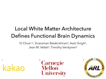 Local White Matter Architecture  Defines Functional Brain Dynamics YJ Choe 1,2 , Sivaraman