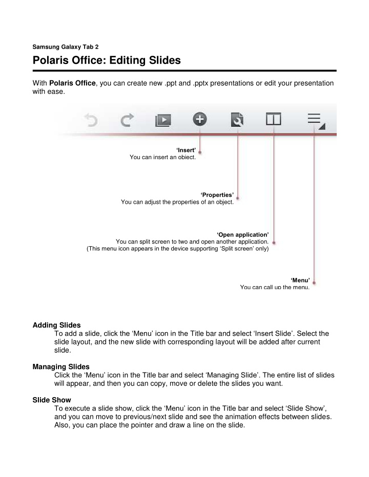 polaris office editing slides
