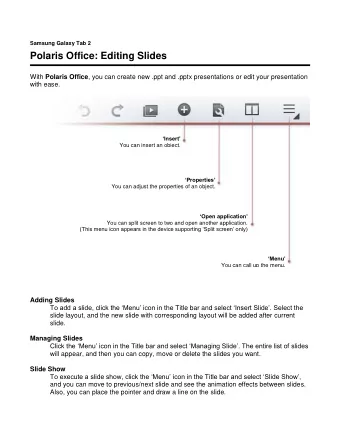 Polaris Office: Editing Slides With Polaris Office , you can create new .ppt and .pptx