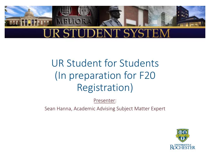 ur student for students in preparation for f20