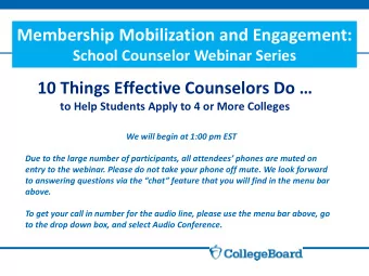 Membership Mobilization and Engagement: School Counselor Webinar Series 10 Things Effective