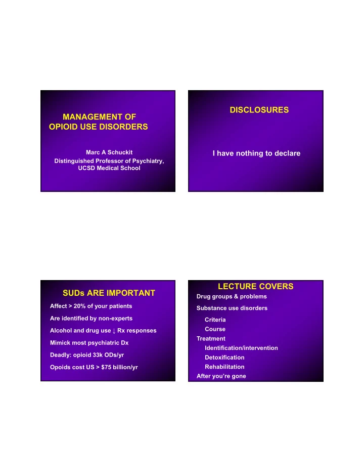 disclosures management of opioid use disorders