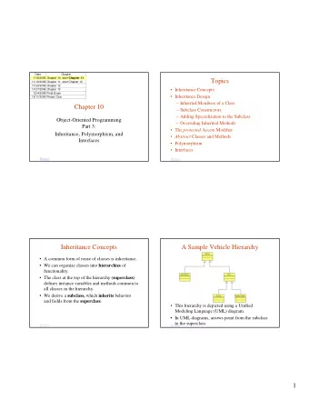 Topics  11/13/2006 Chapter 11, start Chapter 12  11/20/2006 Chapter 12   Inheritance Concepts