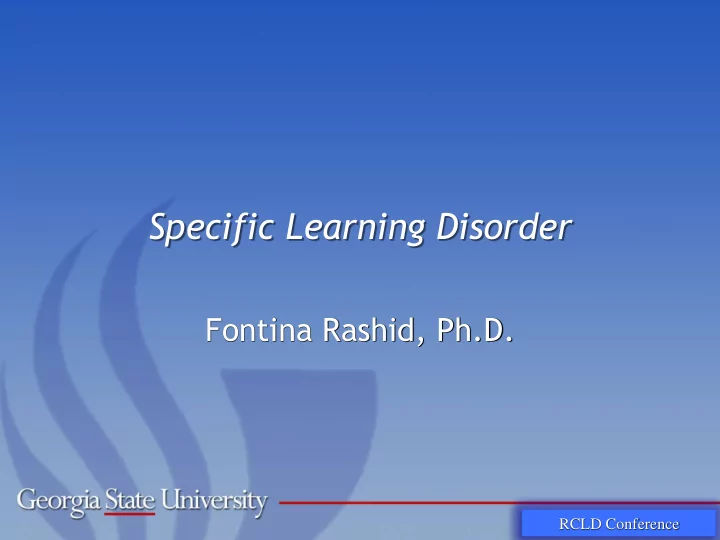 specific learning disorder