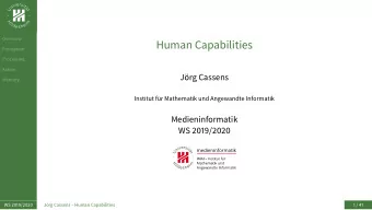 Human Capabilities  Perception  Processing  Action  Jrg Cassens  Memory  Institut fr Mathematik